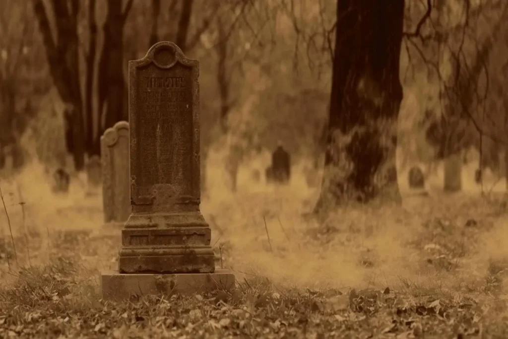 A tombstone in a cemetery