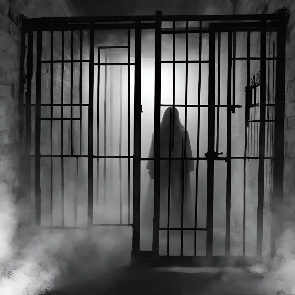 Ghost standing in jail cell