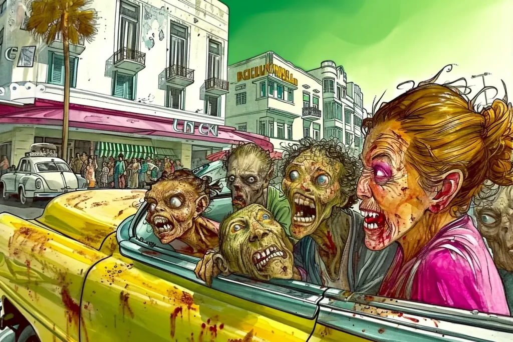 Zombies in a car in Miami