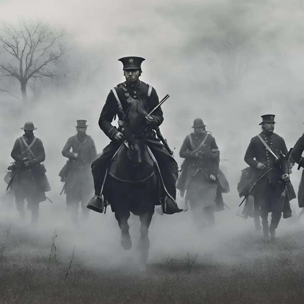 Group of Civil War ghost soldiers on horseback