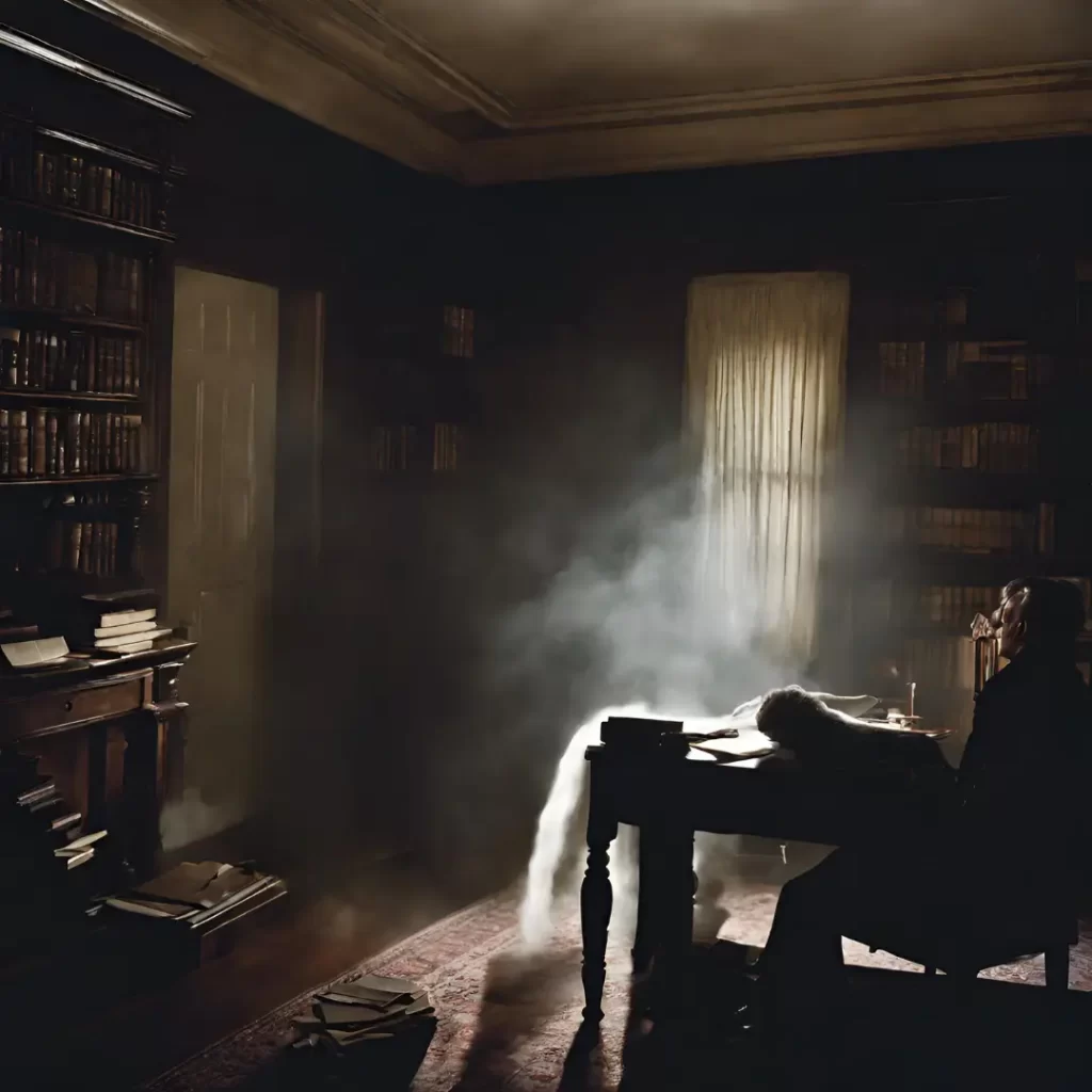 Ghost in the study in a home