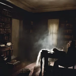 Ghost in the study in a home