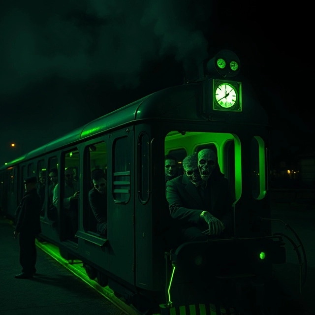 Ghost train pulling into Grand Central Station