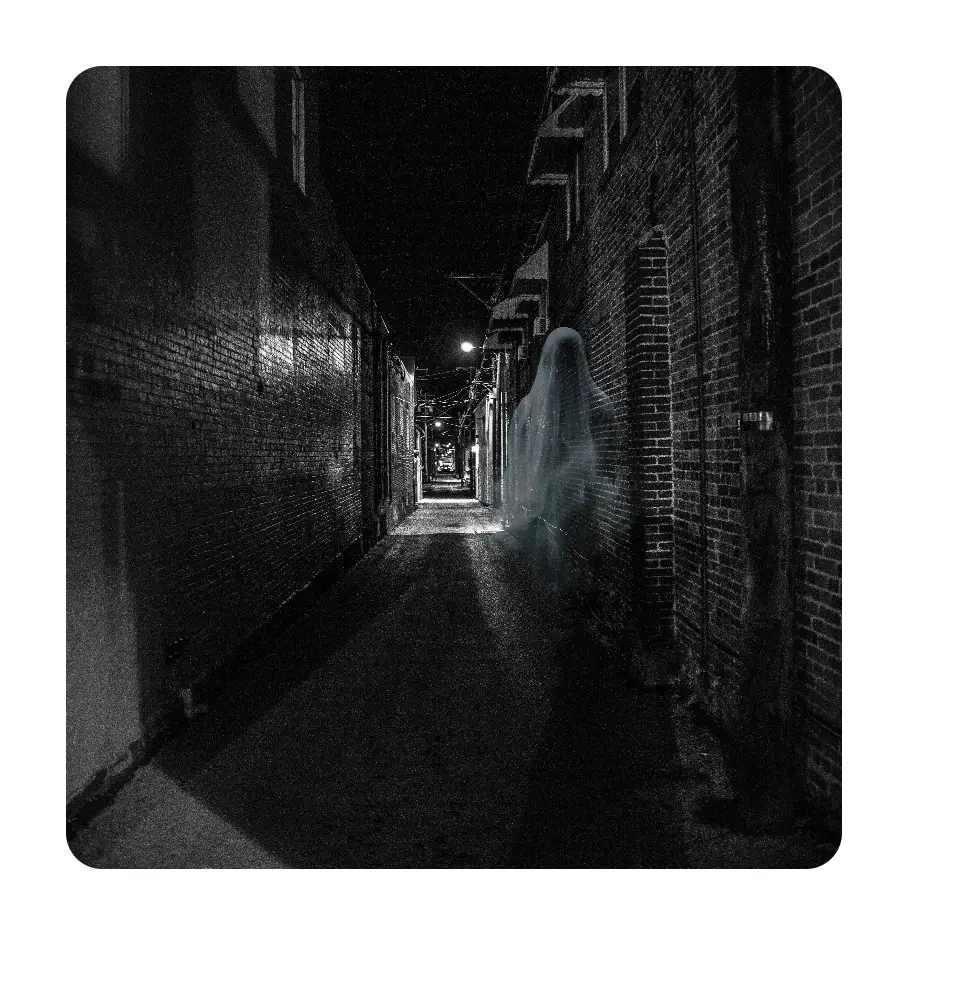 Ghostly apparition haunts darkened alley