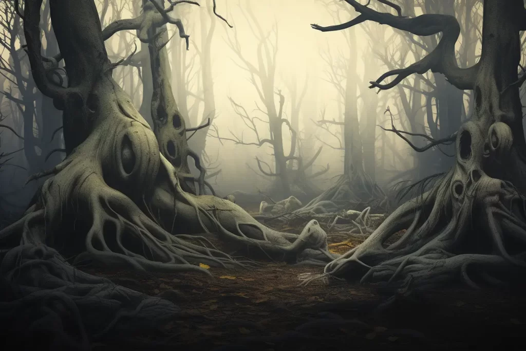 Eerie silence shrouds the haunted woods