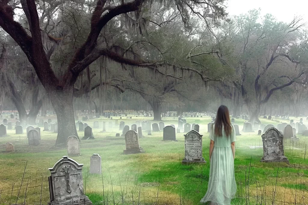 Silent graveyard haunted by forgotten spirits