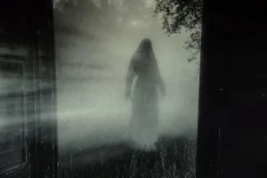 A ghostly woman outside