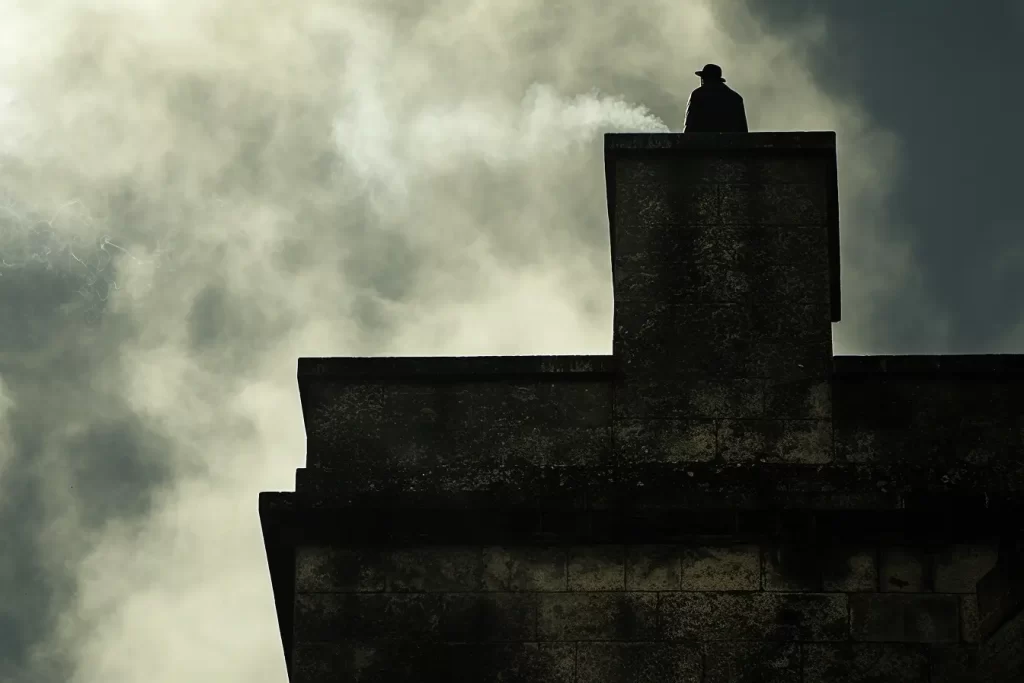 A ghost standing on top of a tower