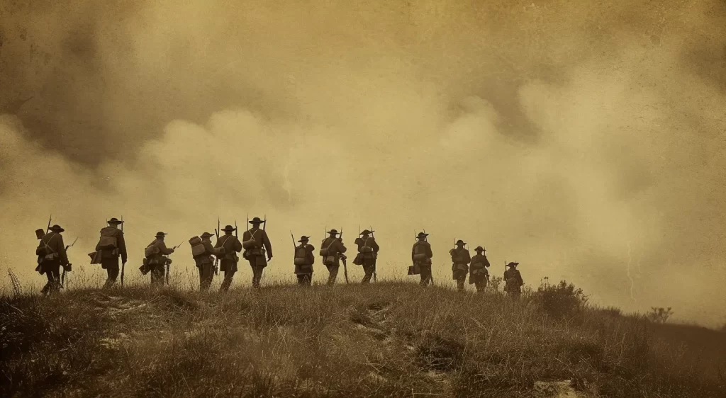 A group of soldiers marching