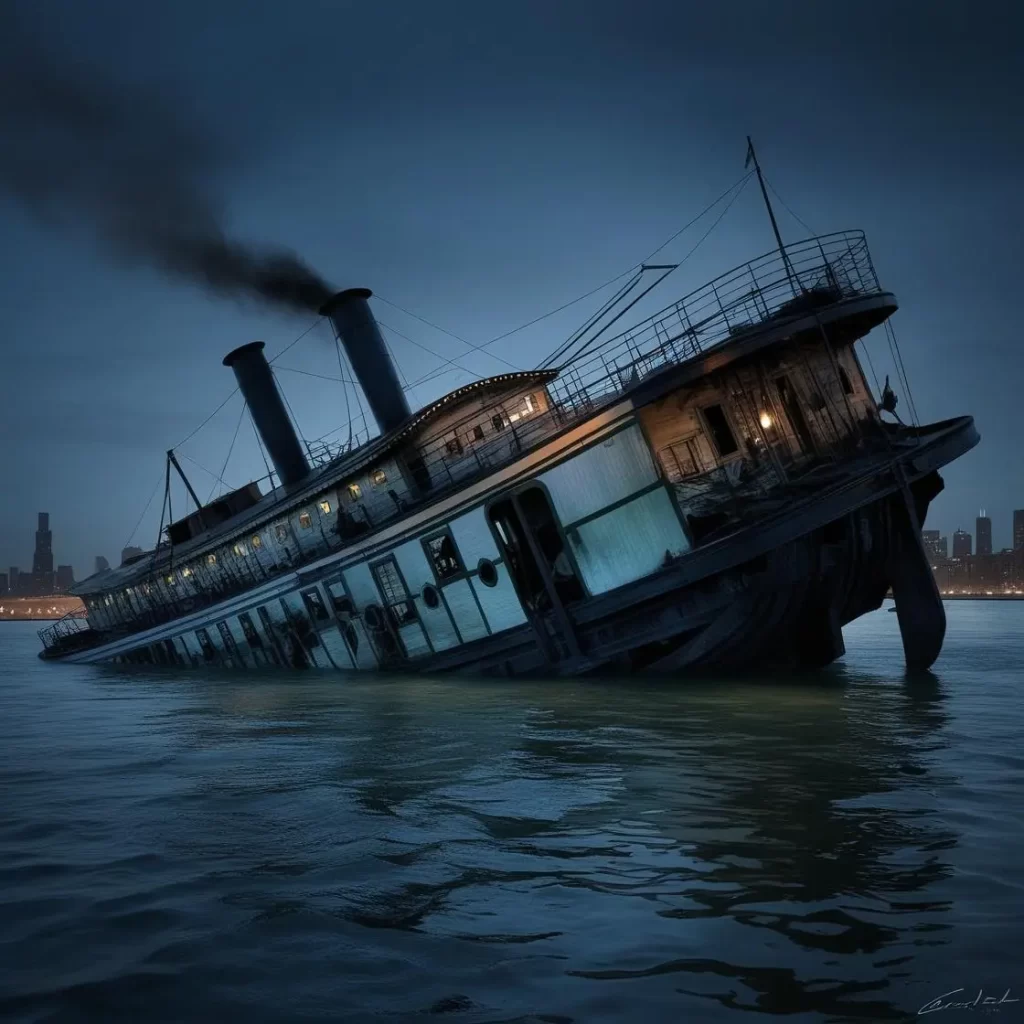 Capsizing Steamboat Chicago River