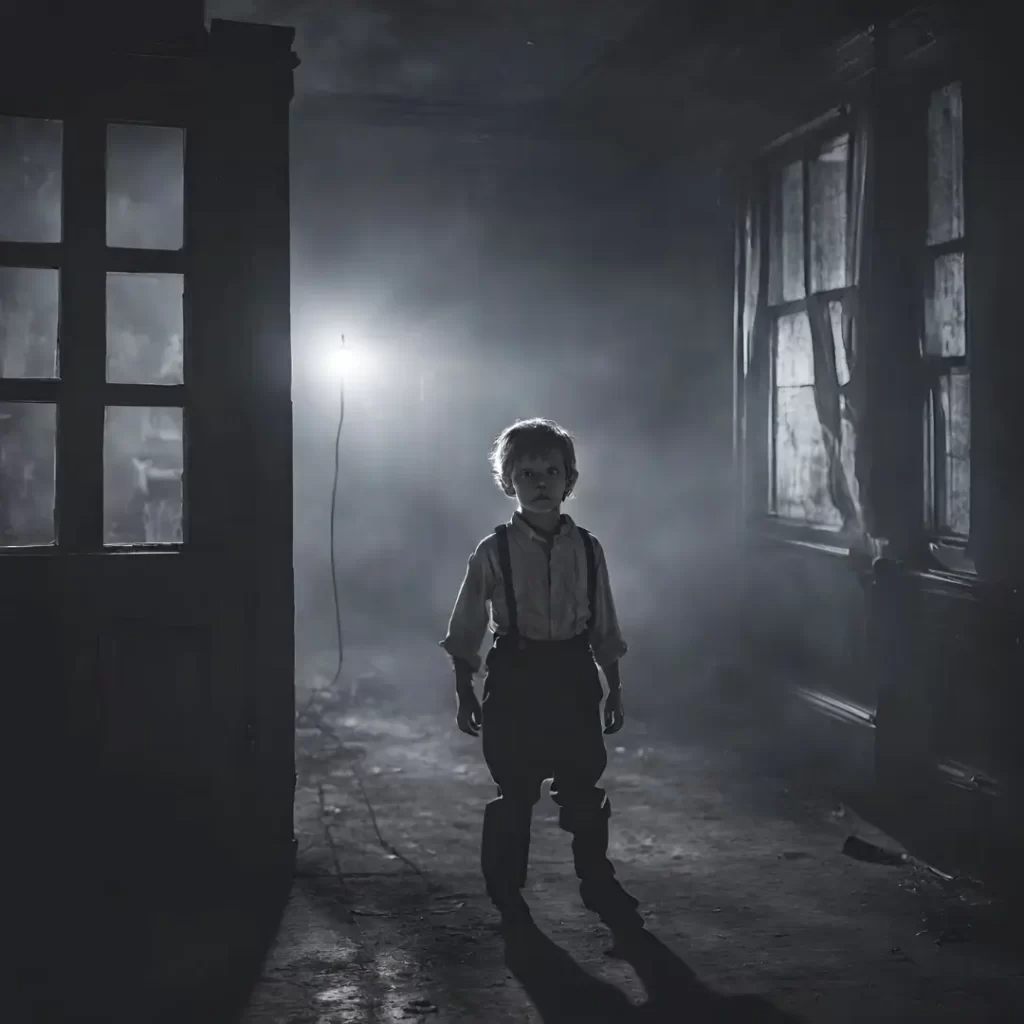 Ghostly figures of children in abandoned halls