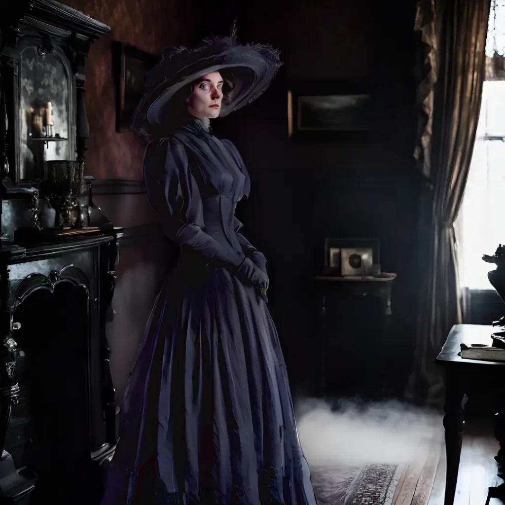 Victorian ghost in black